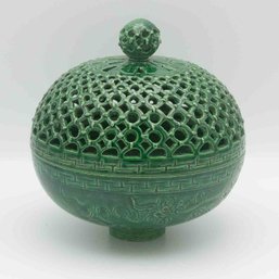 Antique Chinese Turquoise Green Glaze Porcelain Aroma Diffuser