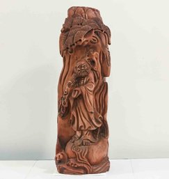 Large Old Chinese Carved Wood Bodhidharma Sculpture