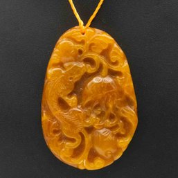 Chinese Carved Yellow Jade Talisman