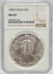 1986 American Silver Eagle Coin NGC MS69