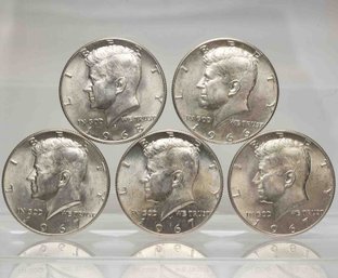 1966-1968 Set Of 5 Kennedy Silver Half Dollar