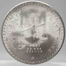 1980 Mexican Peso Silver Onza Coin