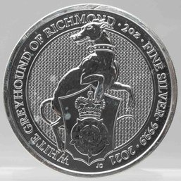 2021 Queen's Beast Greyhound Of Richmond 2oz Silver Coin