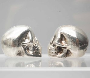 15 To 1 Silverworks Hand Poured Set Of 2 1oz Silver Skull Ingots