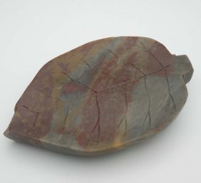 Antique Chinese Shoushan Stone Leaf Inkstone