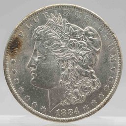 1884 American Morgan Silver Dollar Coin BU Toned