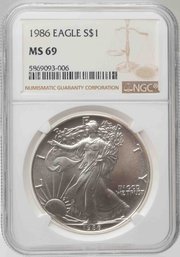 1986 American Silver Eagle 1oz Coin NGC MS69