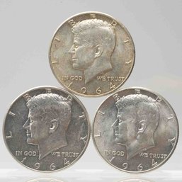 1964 Set Of 3 Kennedy Silver Half Dollar