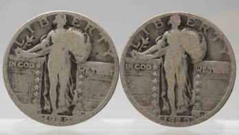 1929 Set Of 2 Standing Liberty Silver Quarter