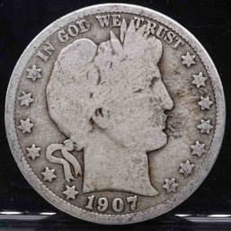 1907 Barber Half Silver Dollar