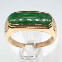 18K Gold Green Jadeite Ring