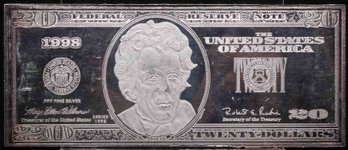 1998 Twenty Dollar 4oz Silver Bar