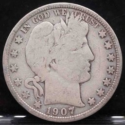 1907D Barber Silver Half Dollar
