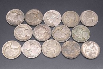 Various Years Lot Of 14 War Nickels