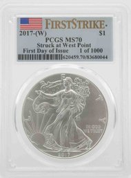 2017W 1oz American Silver Eagle Coin PCGS MS70 First Day
