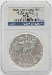 2014S 1oz American Silver Eagle Coin NGC MS70 Early Release