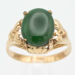 14K Gold Green Jadeite Ring