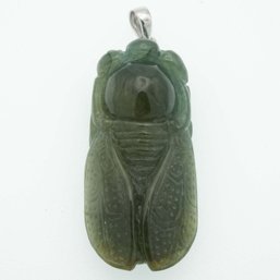 Old Chinese Carved Green Jadeite Cicada Pendant