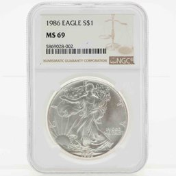 1986 1oz American Silver Eagle Coin NGC MS69 002