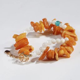 White Seashell Old Amber Bracelet M2132