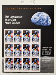 25th Anniversary Of The First Moon Landing Commemorative Edition Stamps Full Mint Sheet