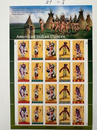 American Indian Dances Stamps Full Mint Sheet