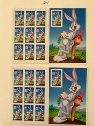 Pair Of Bugs Bunny Full Stamp Sheets
