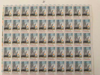 January 9th 1788 Connecticut Full Stamp Sheet USPS 1988