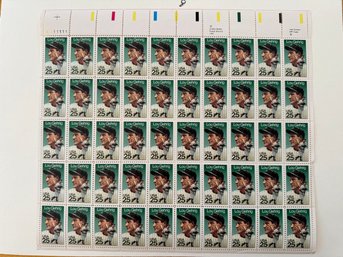 Lou Gehrig Baseball 20c Full Stamp Sheet USPS 1989