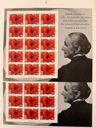 Georgia O'Keeffe Red Poppy, 1927 32c Two Stamp Sheet USPS 1982