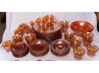 Set Of 59 Carnival Glass Dining Set