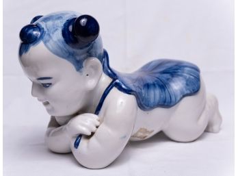 Vintage Chinese Blue And White Porcelain Pillow