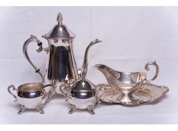 Set Of 4 Piece Silver Plated Coffee Set