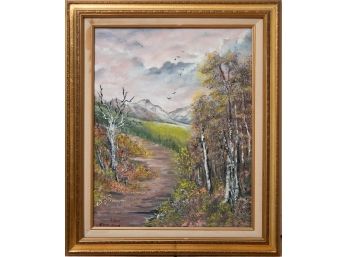 Impressionist Oil On Canvas 'Country Landscape'