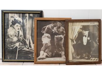 Lot Of 3 Print On Paper 'Chaplin, Muhammed Ali'