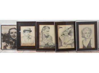 Lot Of 5 Print On Paper 'Celebrities Portrait'