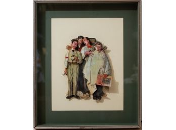 Normal Rockwell Paper Relief Sculpture On Paper 'Barbershop Quartet'