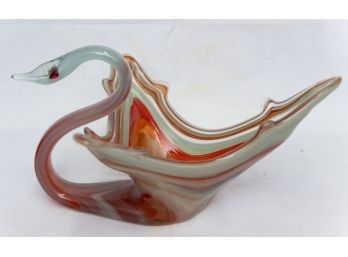 USA Vintage SOONER Slag Glass Swan Bowl