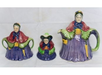 Vintage England Little Old Lady Teapot Set