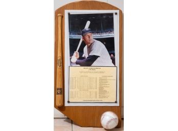 Baseball Sports Memorabilia On Wood Wall Mount 'Mickey Charles Mantle'