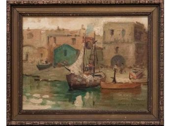 Antique Impressionist OIl On Board Signed Albert Robinson