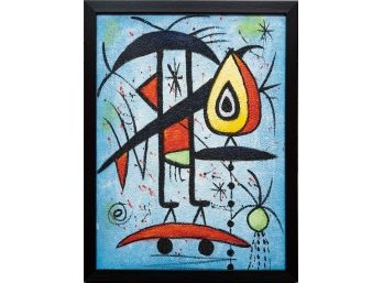 Contemporary After Miro Oil On Canvas 'Composition'