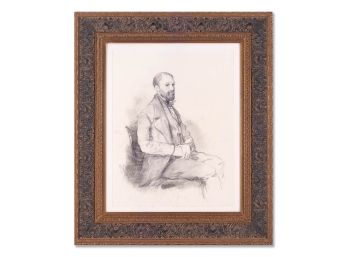 Vintage Pencil Sketch On Paper 'Portrait Of Gentleman'