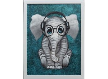 Contemporary Modernist Acrylic On Canvas 'Elephant'
