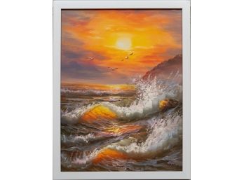 Contemporary Impressionist Acrylic On Canvas 'Seascape'