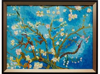 Contemporary After Van Gogh Acrylic On Canvas 'The Almond Tree (Blue Version)'