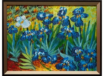 Contemporary After Van Gogh Acrylic On Canvas 'Iris'
