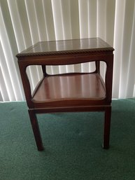Leather Top 2 Tier End Table