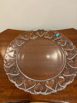 Tiffany Heart Edged Round Glass Plate