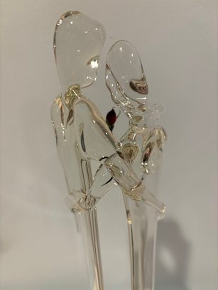 Glass Sculpture Couple With Rose